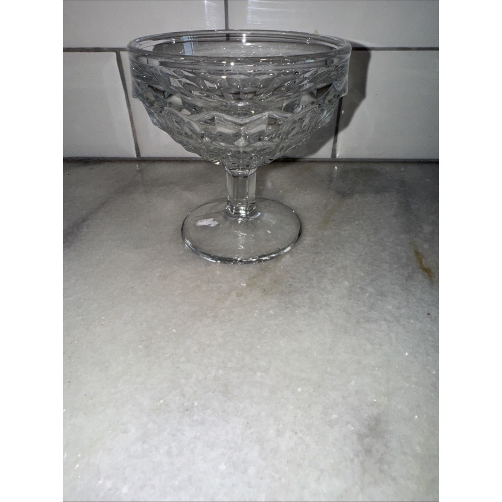 Vintage Fostoria American Clear Cube Cubist Sherbet Dessert Footed Glasses 3.75"